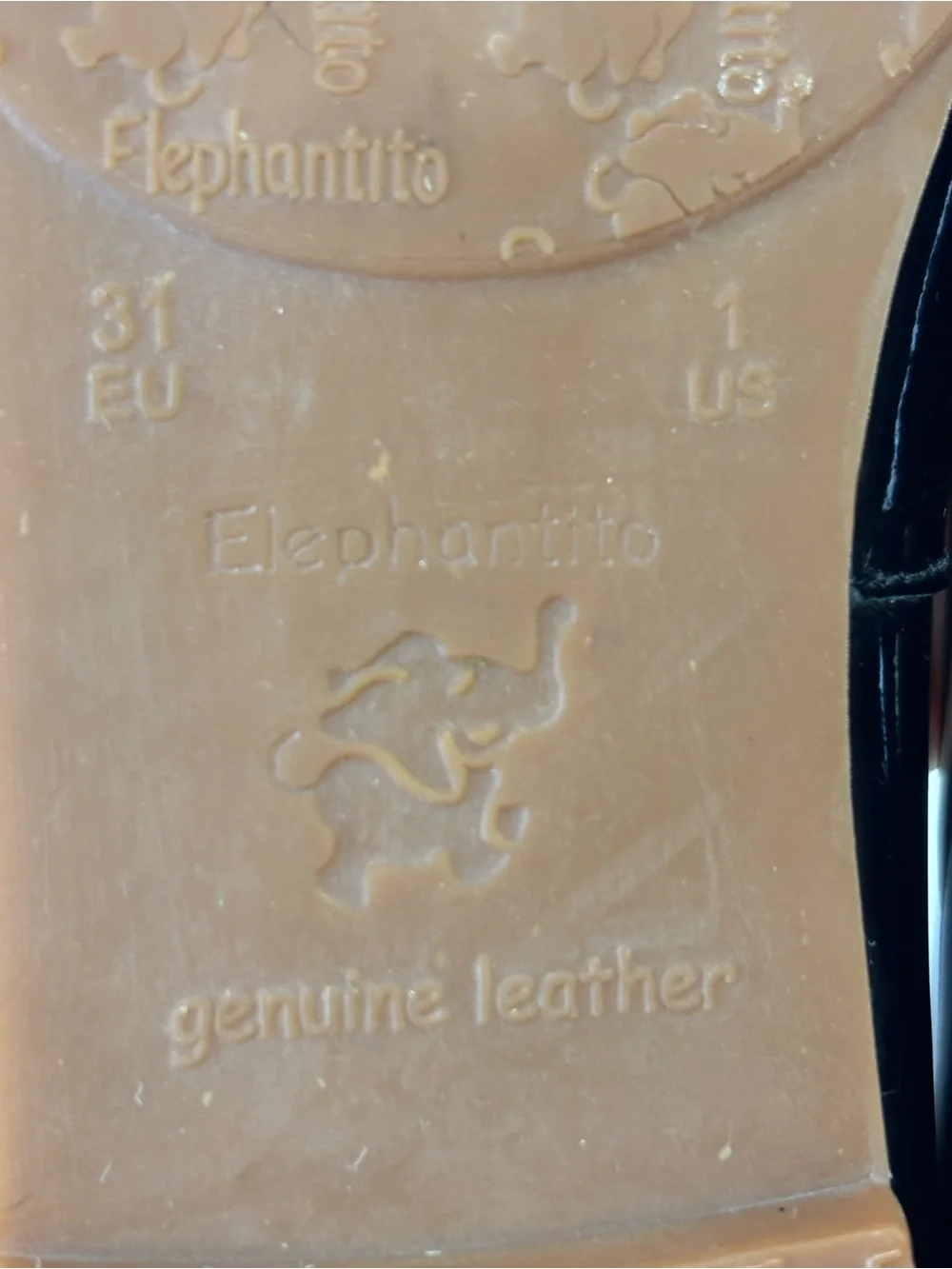 Elephantito Black Patent Leather Bow Ballet Flats SZ 1 EUC